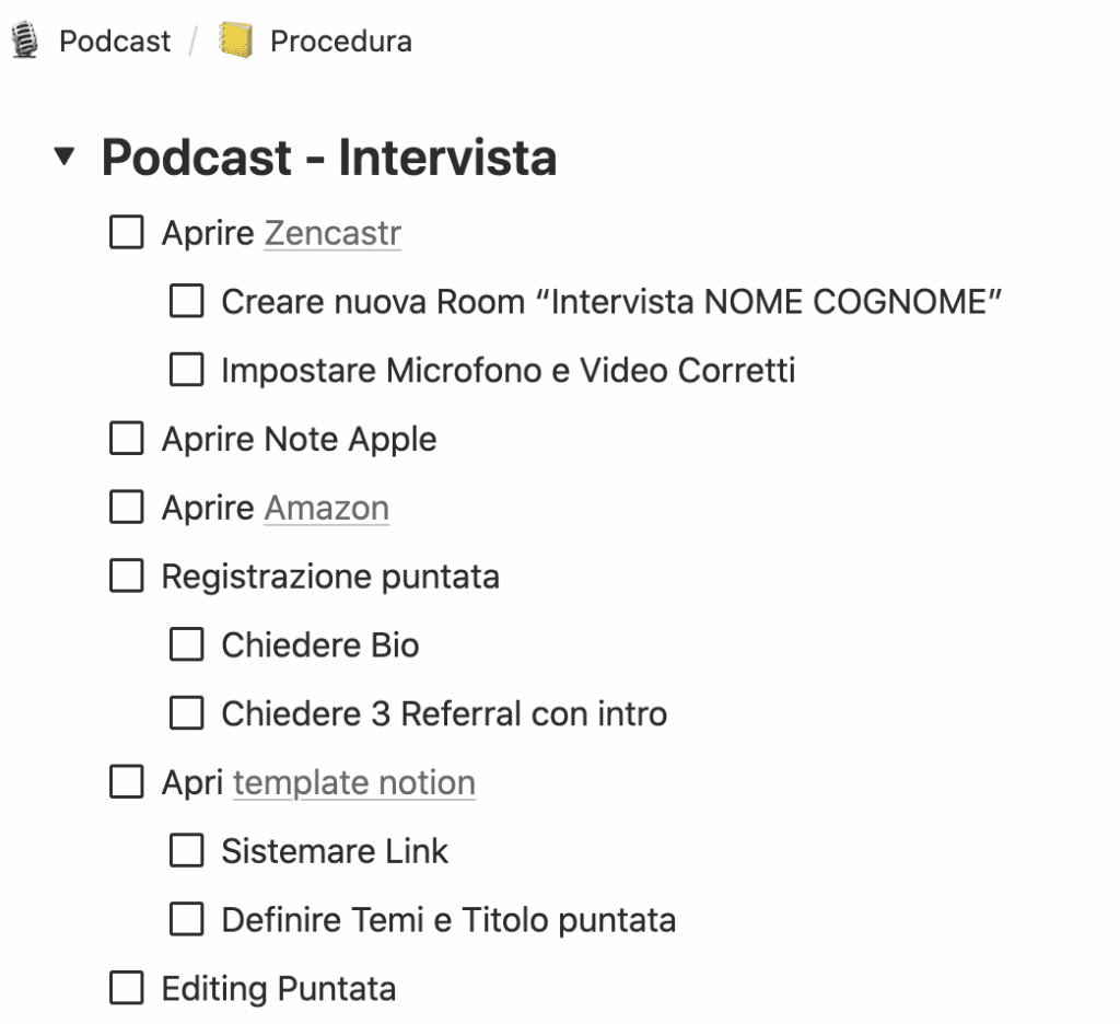 Procedura intervista podcast